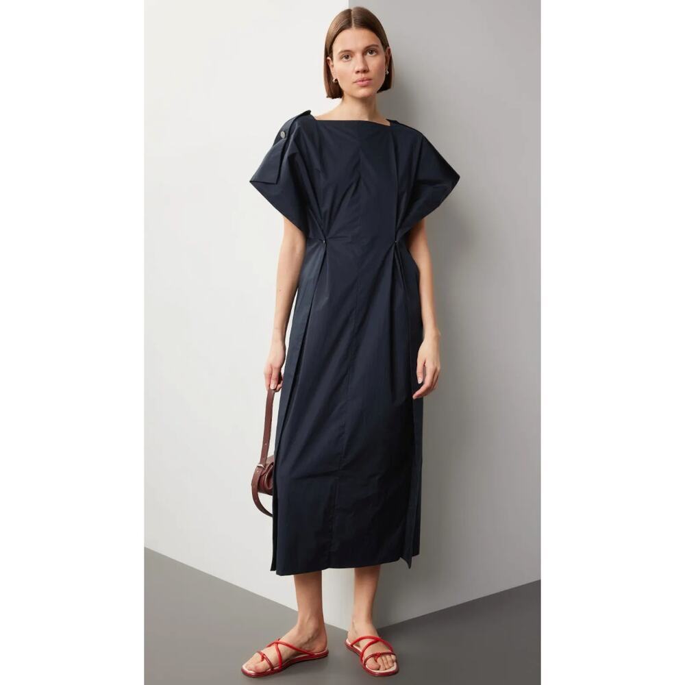 Plan C Button Back Blue Cotton Dress